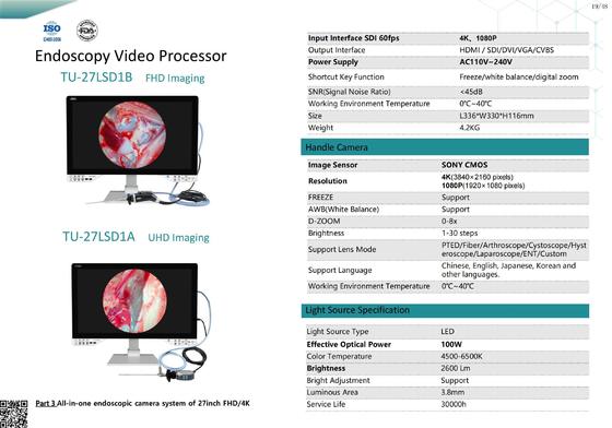 Cámara endoscópica TUYOU de 27 pulgadas 1080P con función de grabación, resistente al agua IPX8 y 8 horas de duración de la batería para endoscopia médica