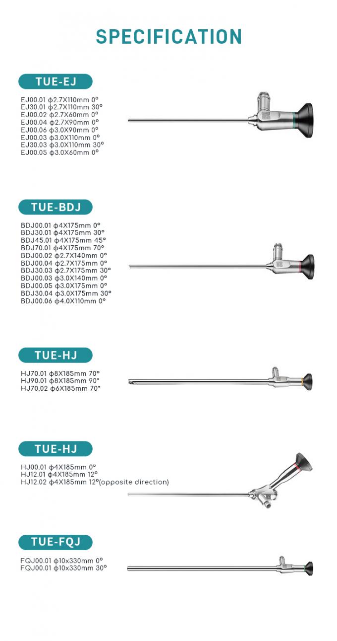 0/30/45/70 Grado 10 X 330mm Endoscopio óptico rígido Laparoscopia Lente para ENT Oído Otoscopio Cirugía sinusal Telescopio 2