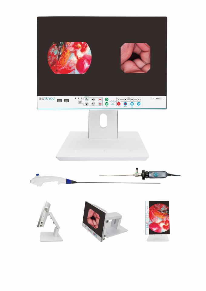 Cámara de endoscopio médico de alta definición con monitor médico LCD Cámara endoscópica Sistema de endoscopio de video con 80W de luz 4